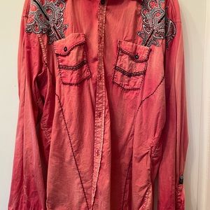 Coral color gray design on front and back